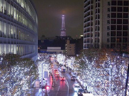 六本木ヒルズ　クリスマスイルミネーションと東京タワー
